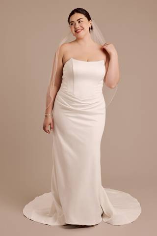 Picture of Strapless Satin Draped Mermaid Wedding Dress